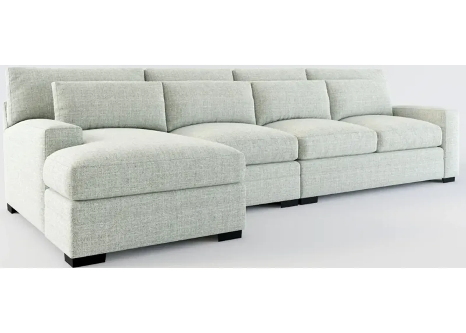 Winston Foam Comfort 3-Piece Sectional with Left-Facing Chaise - Broderick Sea Glass