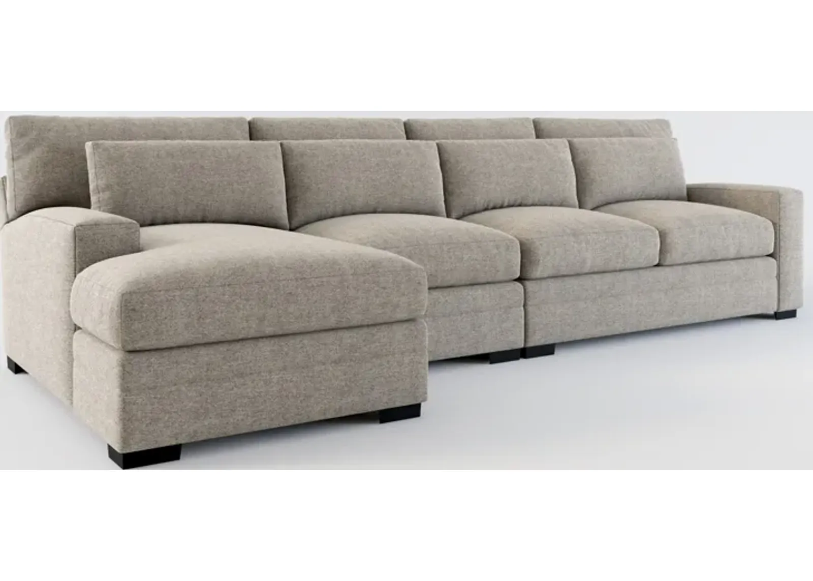 Winston Foam Comfort 3-Piece Sectional with Left-Facing Chaise - Bridger Metal