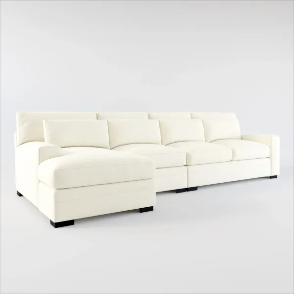 Winston Foam Comfort 3-Piece Sectional with Left-Facing Chaise - Fincher Ivory
