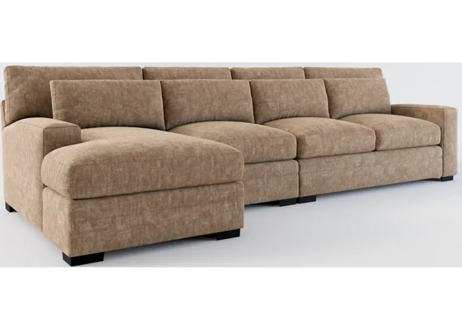 Winston Foam Comfort 3-Piece Sectional with Left-Facing Chaise - Argo Java