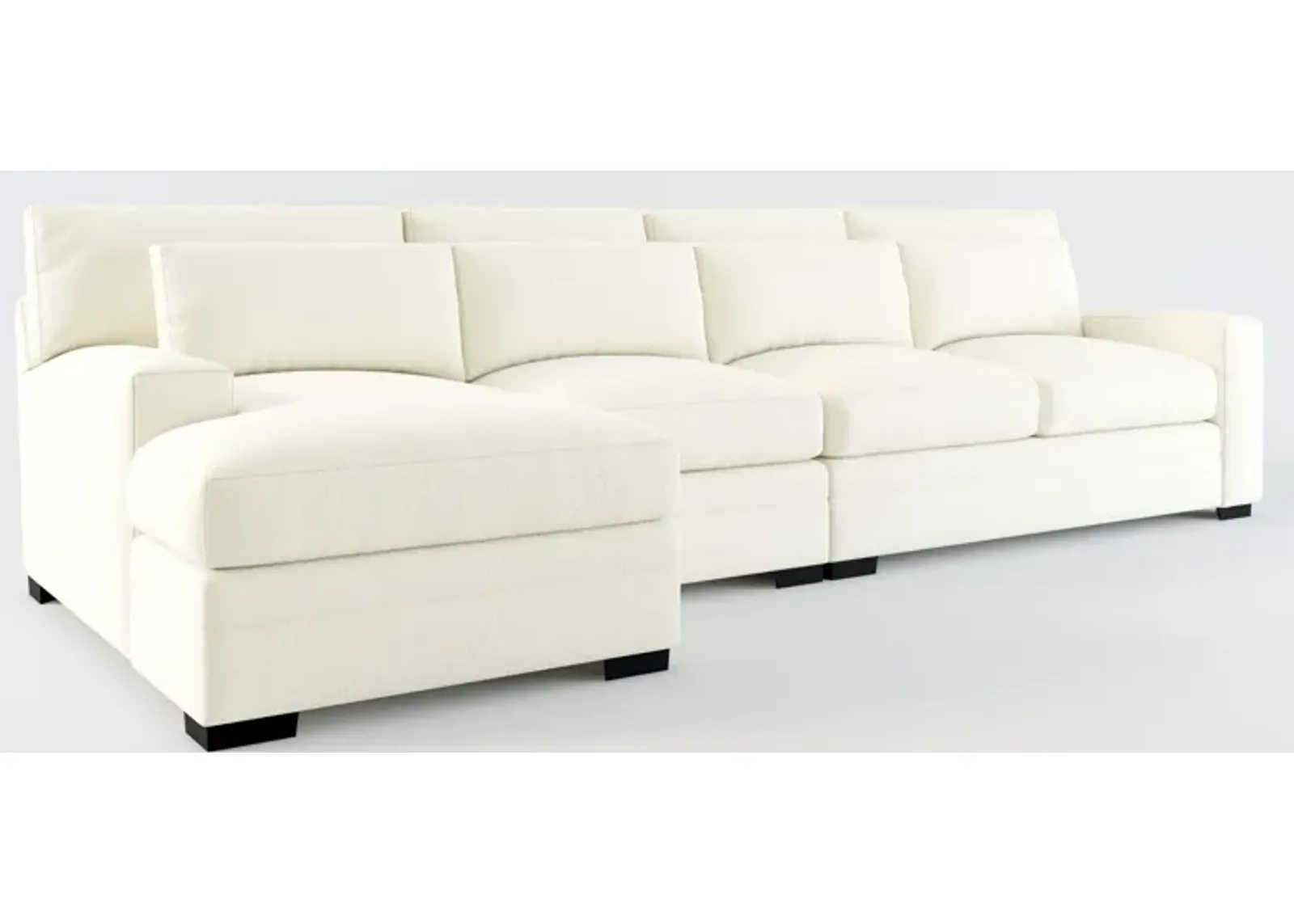 Winston Hybrid Comfort 3-Piece Sectional with Left-Facing Chaise - Fincher Ivory