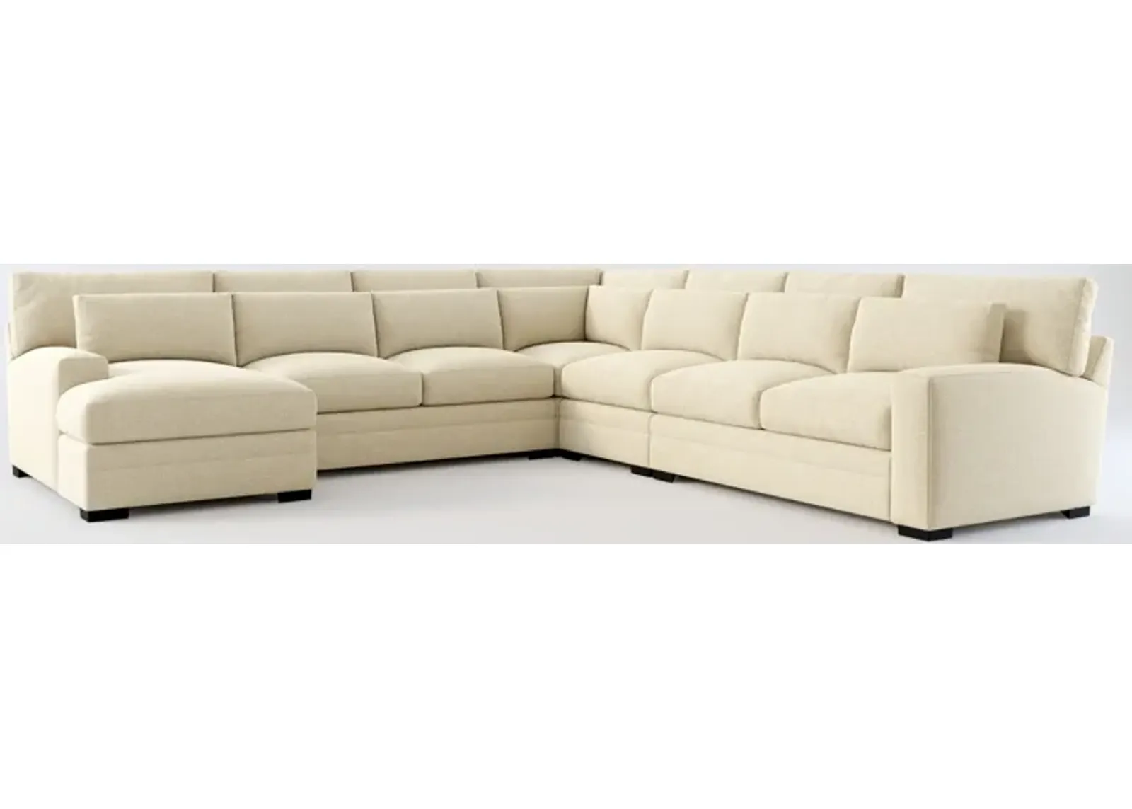 Winston Foam Comfort 5-Piece Sectional with Left-Facing Chaise - Broderick Sand