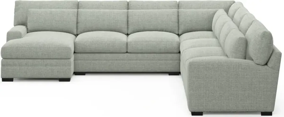 Winston Foam Comfort 5-Piece Sectional with Left-Facing Chaise - Broderick Sea Glass