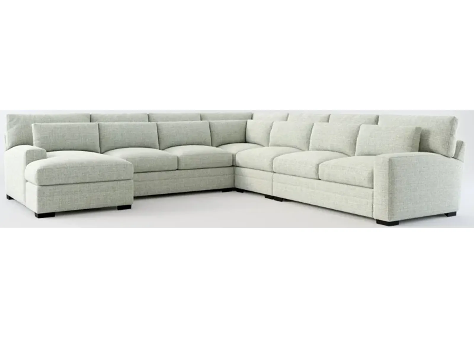 Winston Foam Comfort 5-Piece Sectional with Left-Facing Chaise - Broderick Sea Glass