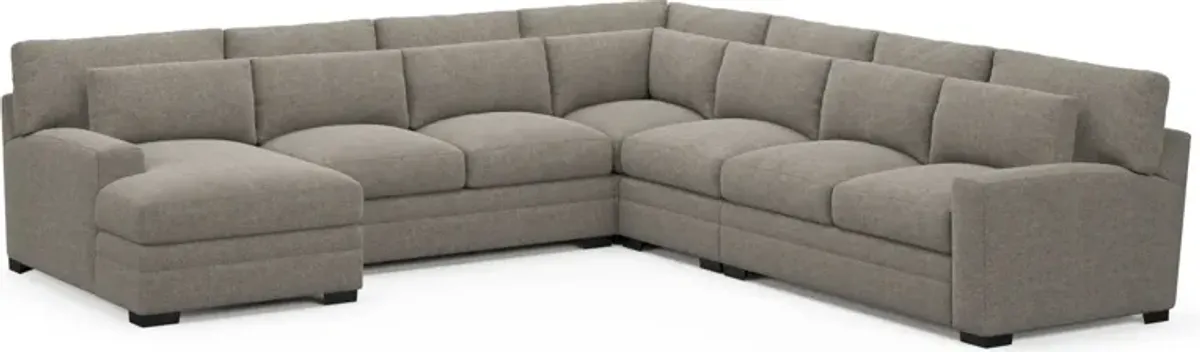 Winston Foam Comfort 5-Piece Sectional with Left-Facing Chaise - Bridger Metal