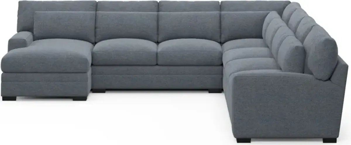 Winston Foam Comfort 5-Piece Sectional with Left-Facing Chaise - Bridger Navy