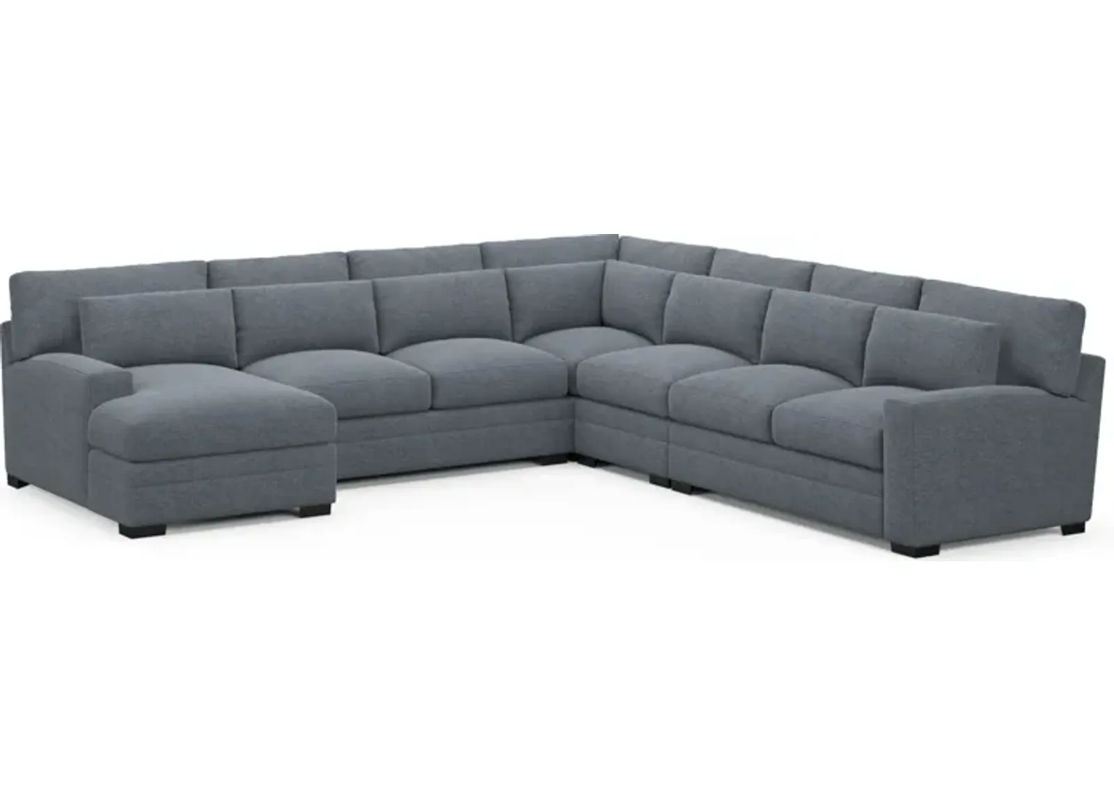 Winston Foam Comfort 5-Piece Sectional with Left-Facing Chaise - Bridger Navy