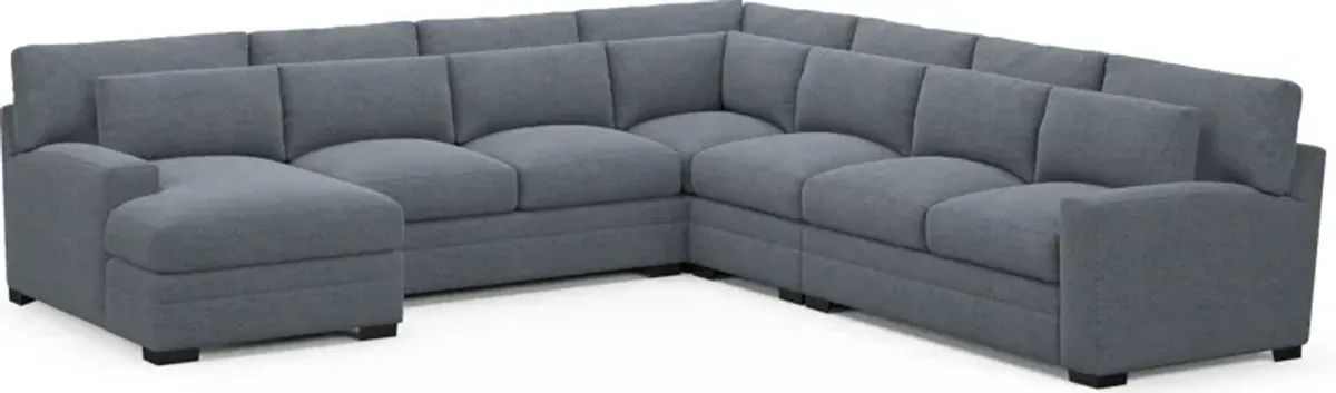 Winston Foam Comfort 5-Piece Sectional with Left-Facing Chaise - Bridger Navy