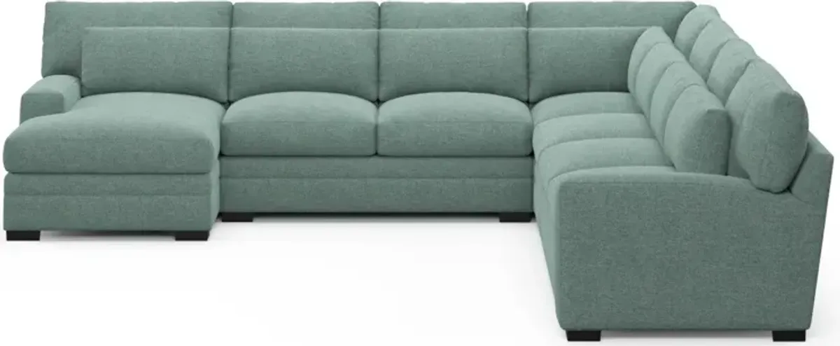 Winston Foam Comfort 5-Piece Sectional with Left-Facing Chaise - Bridger Jade