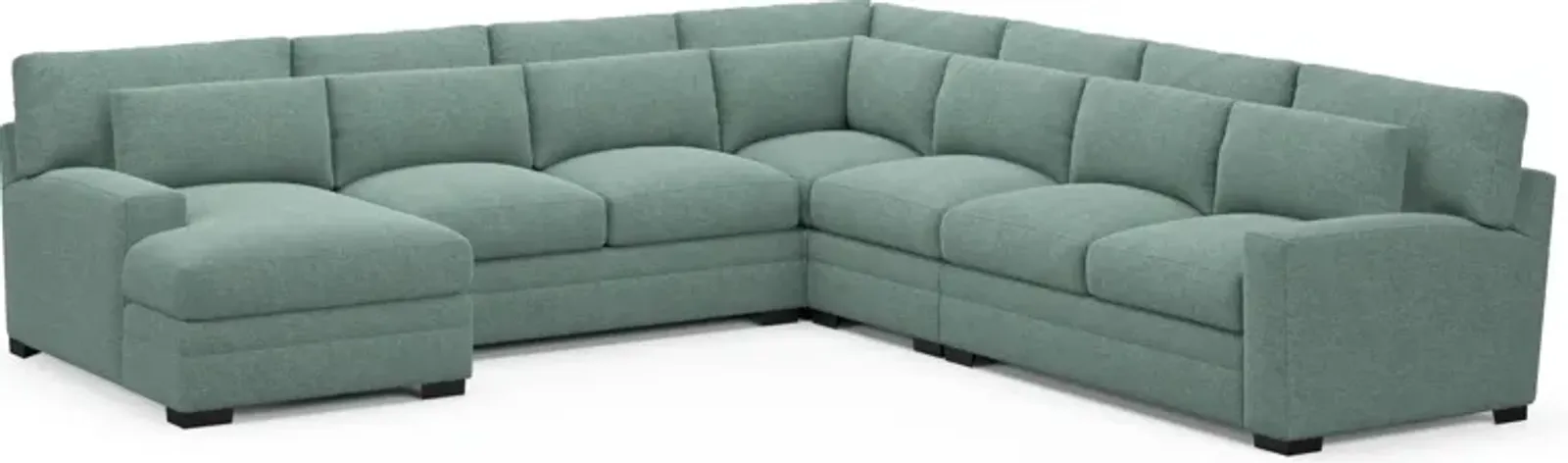 Winston Foam Comfort 5-Piece Sectional with Left-Facing Chaise - Bridger Jade