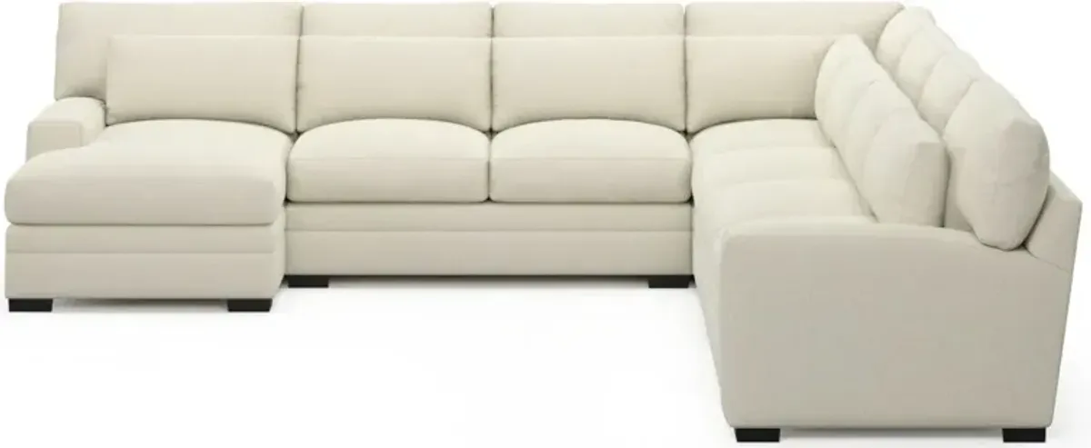 Winston Foam Comfort 5-Piece Sectional with Left-Facing Chaise - Fincher Ivory