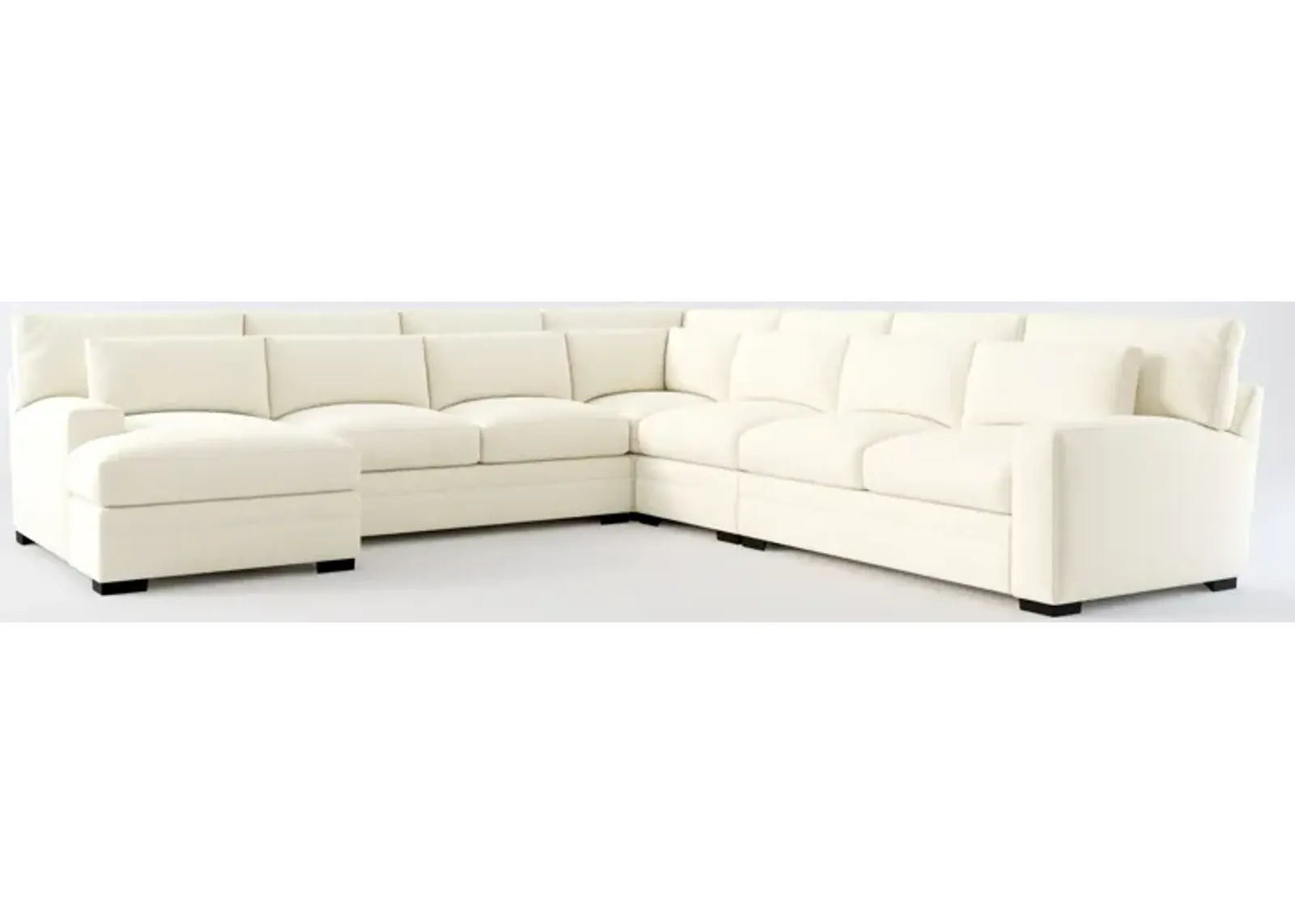 Winston Foam Comfort 5-Piece Sectional with Left-Facing Chaise - Fincher Ivory