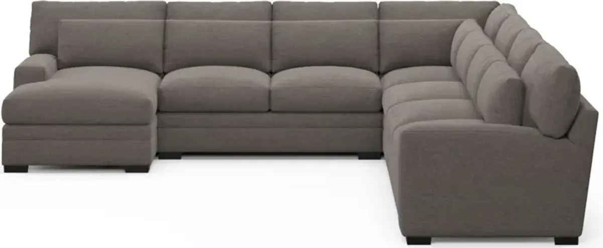 Winston Foam Comfort 5-Piece Sectional with Left-Facing Chaise - Presidio Steel