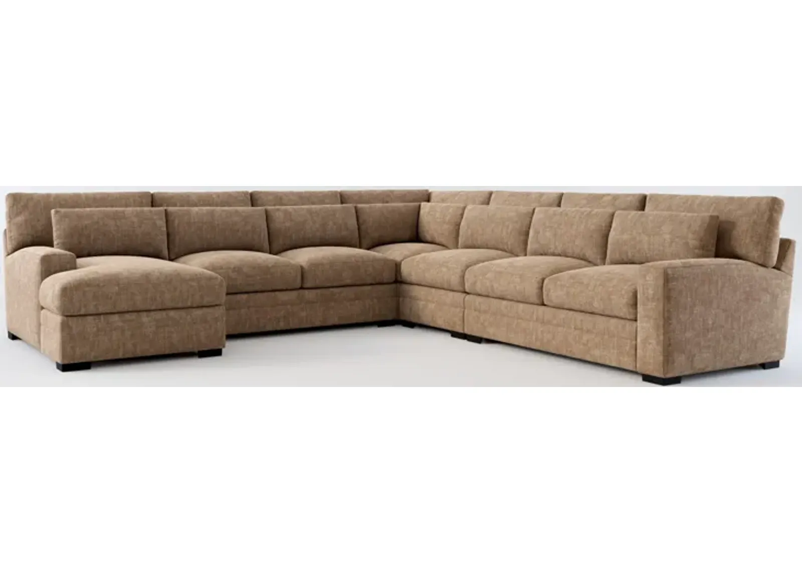 Winston Foam Comfort 5-Piece Sectional with Left-Facing Chaise - Argo Java