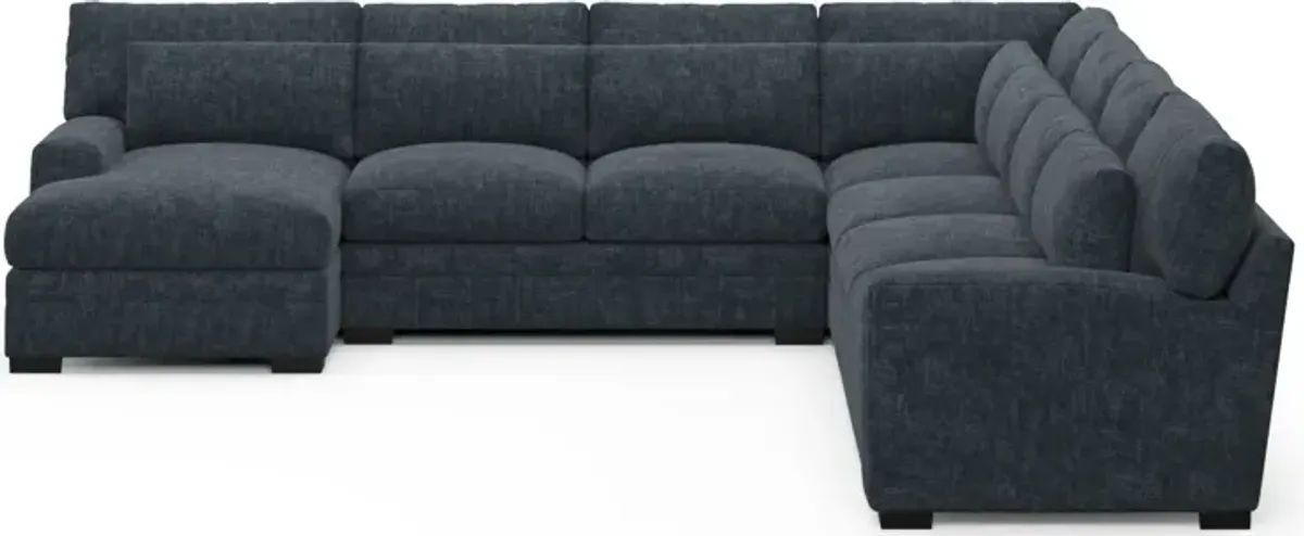 Winston Foam Comfort 5-Piece Sectional with Left-Facing Chaise - Argo Navy