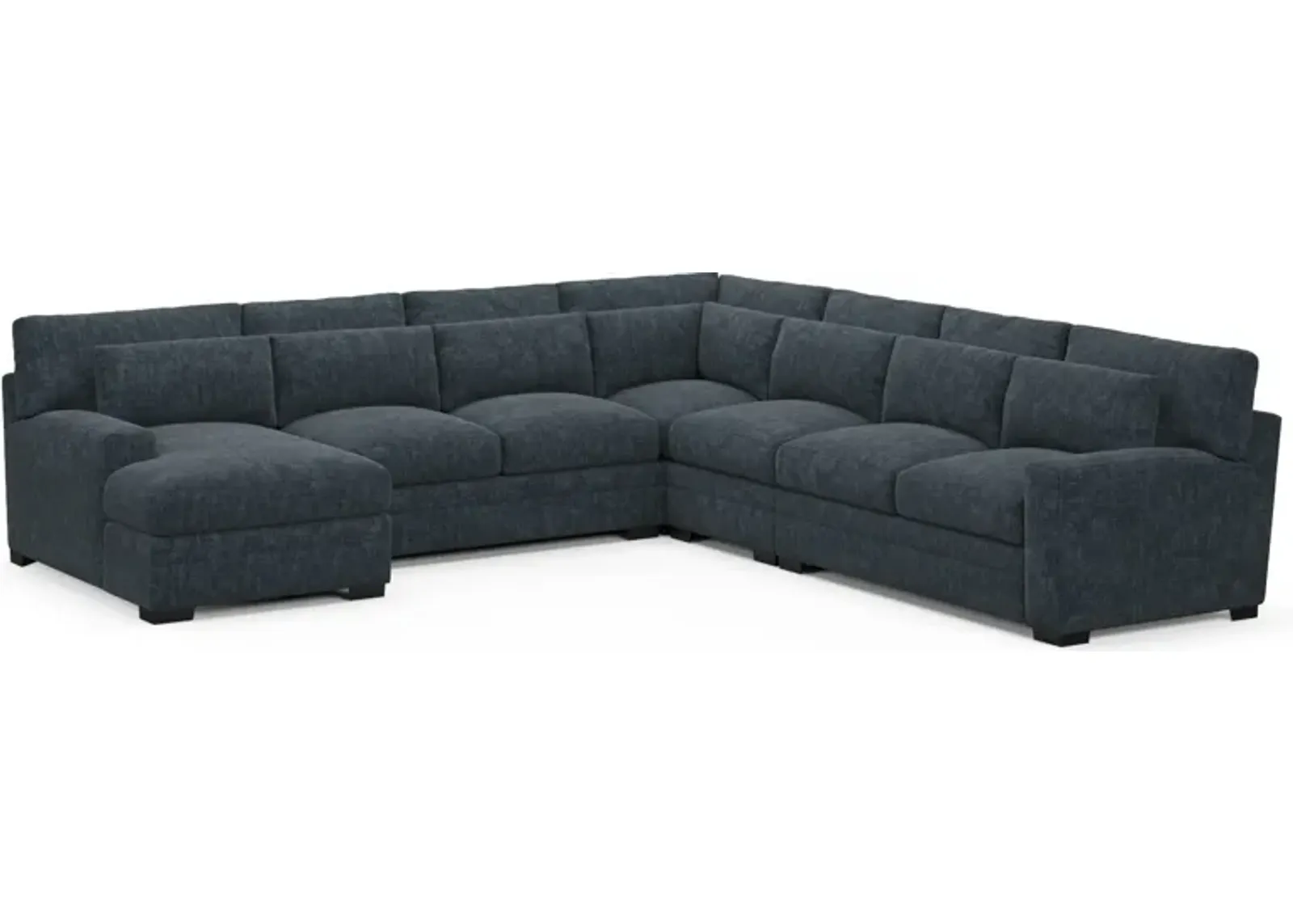 Winston Foam Comfort 5-Piece Sectional with Left-Facing Chaise - Argo Navy