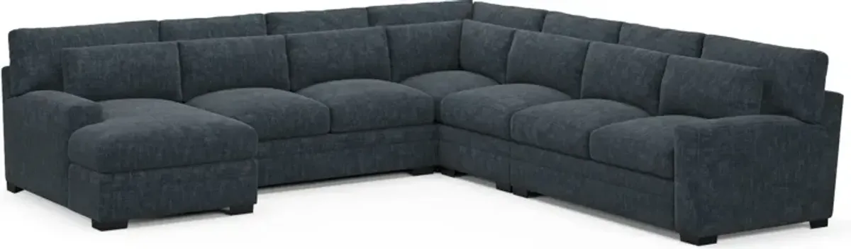 Winston Foam Comfort 5-Piece Sectional with Left-Facing Chaise - Argo Navy