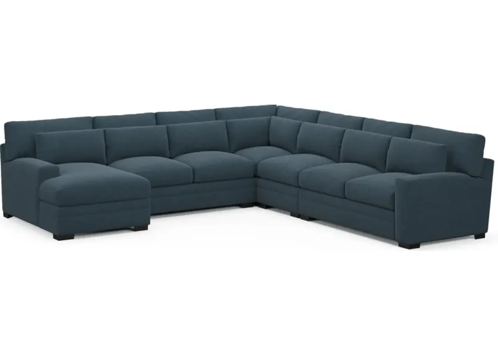 Winston Hybrid Comfort 5-Piece Sectional with Left-Facing Chaise - Broderick Indigo