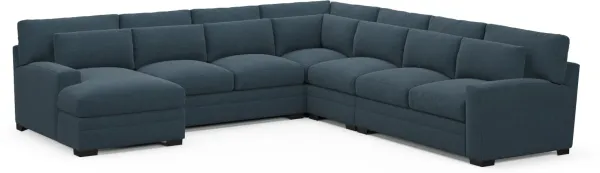 Winston Hybrid Comfort 5-Piece Sectional with Left-Facing Chaise - Broderick Indigo