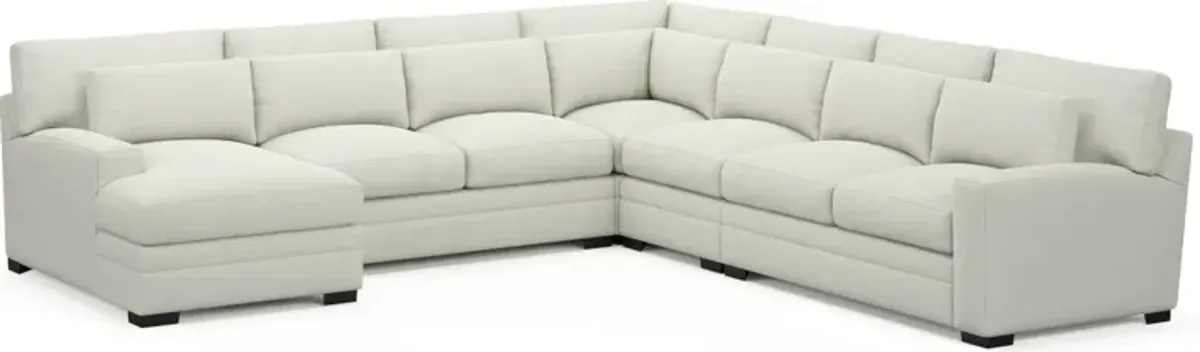 Winston Hybrid Comfort 5-Piece Sectional with Left-Facing Chaise - Liv Arctic