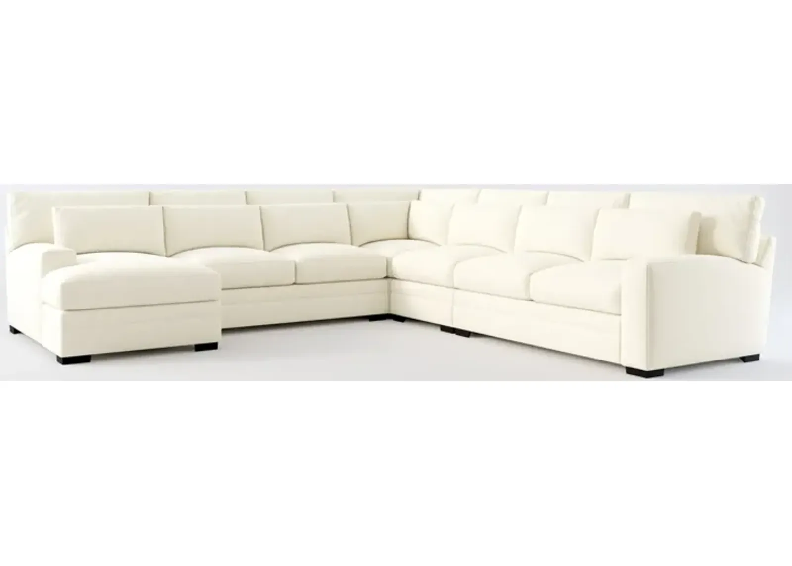 Winston Hybrid Comfort 5-Piece Sectional with Left-Facing Chaise - Fincher Ivory