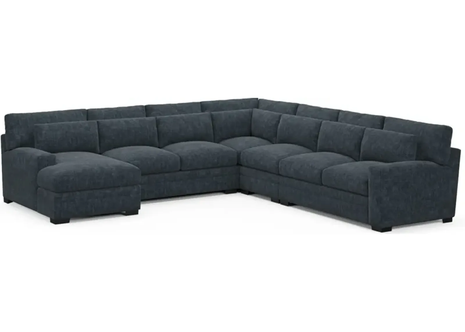 Winston Hybrid Comfort 5-Piece Sectional with Left-Facing Chaise - Argo Navy