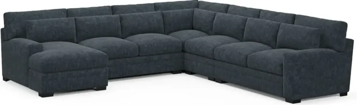 Winston Hybrid Comfort 5-Piece Sectional with Left-Facing Chaise - Argo Navy