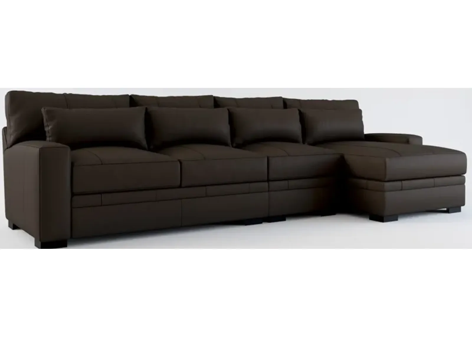 Winston Foam Comfort 3-Piece Sectional with Right-Facing Chaise - Siena Dark Brown