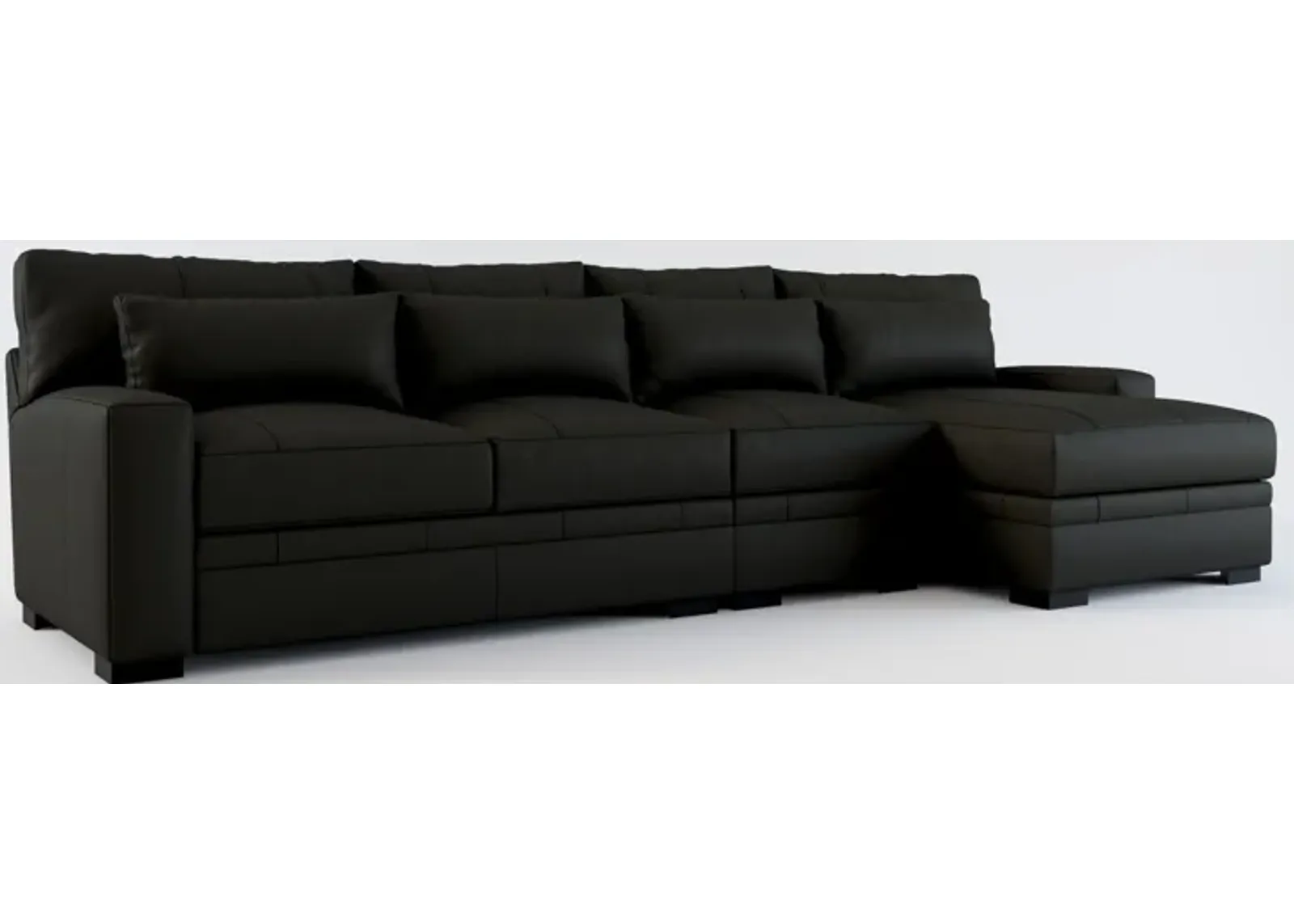 Winston Foam Comfort 3-Piece Sectional with Right-Facing Chaise - Siena Black