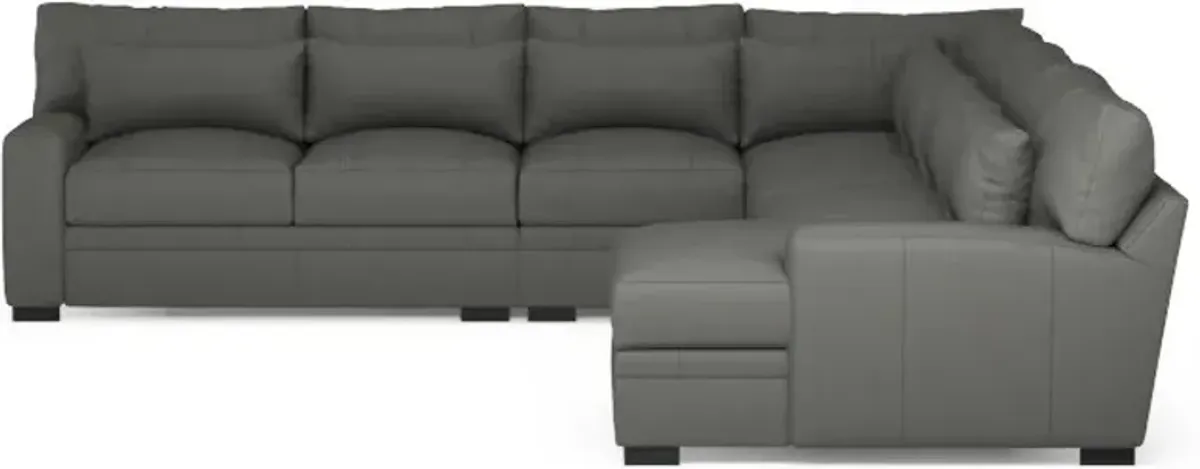 Winston Foam Comfort 5-Piece Sectional with Right-Facing Chaise - Siena Light Gray