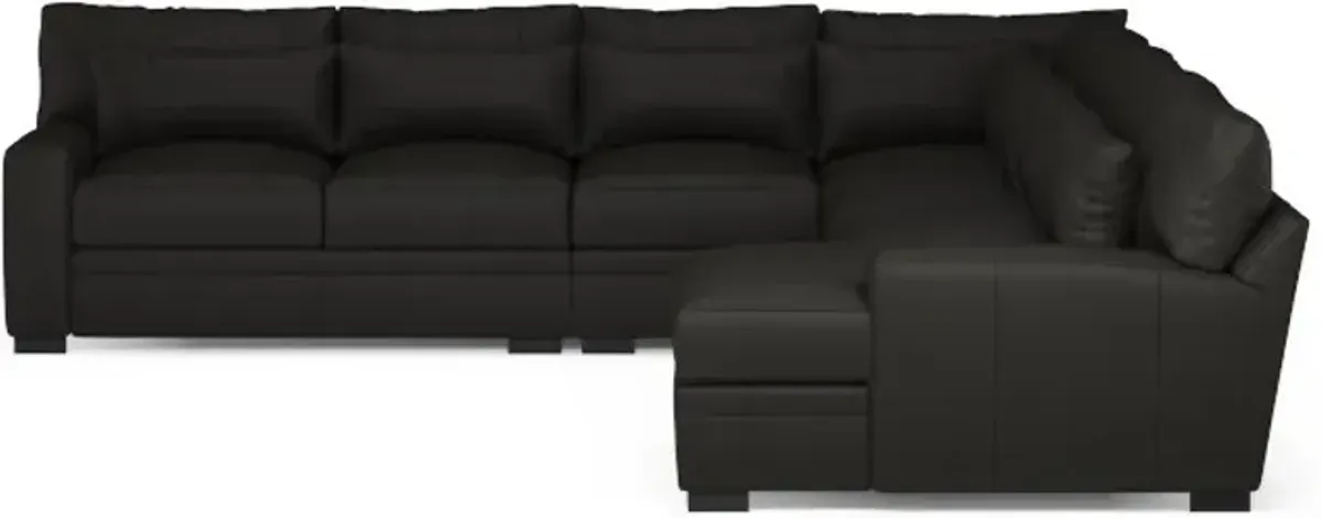 Winston Foam Comfort 5-Piece Sectional with Right-Facing Chaise - Siena Dark Brown