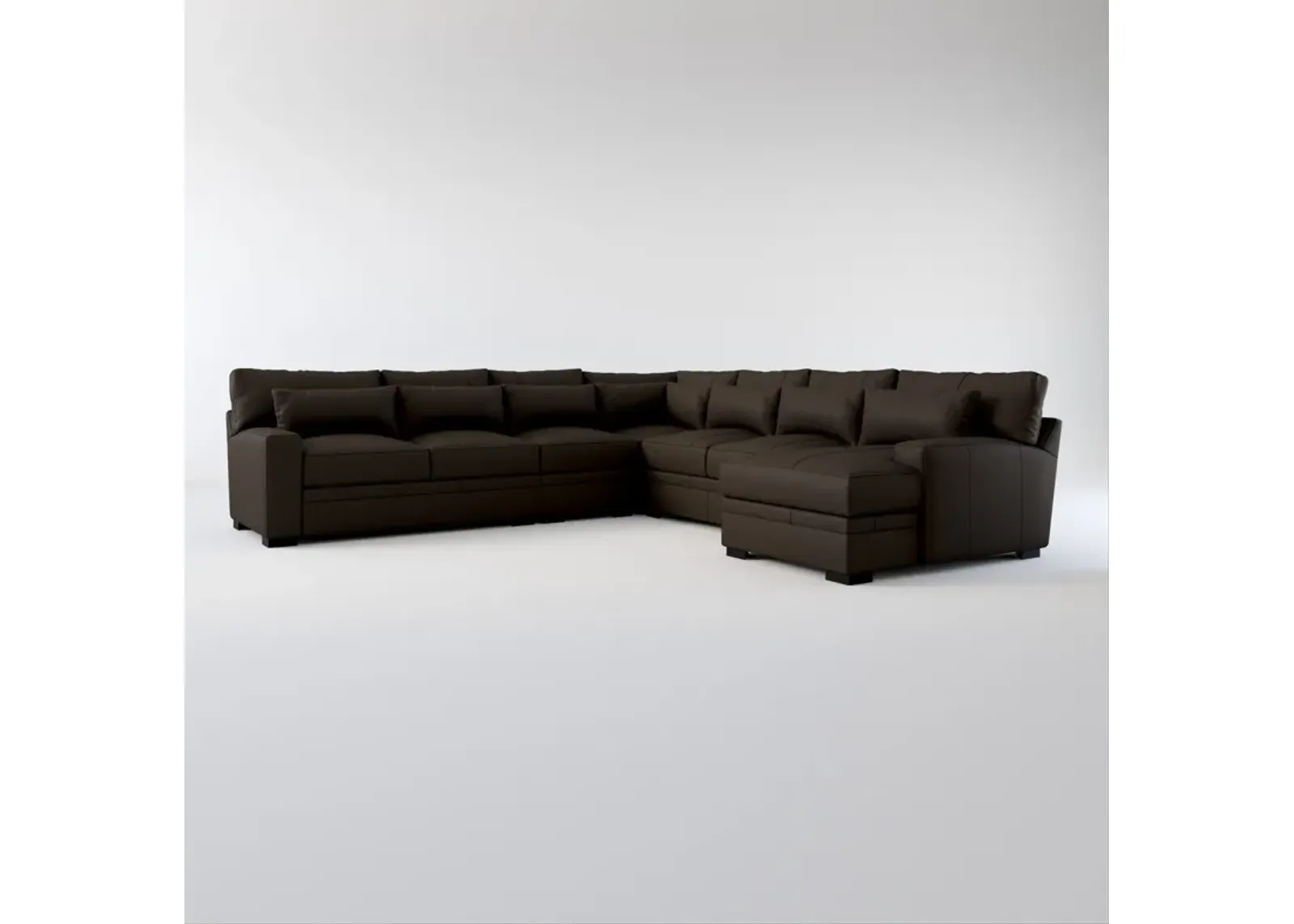 Winston Foam Comfort 5-Piece Sectional with Right-Facing Chaise - Siena Dark Brown