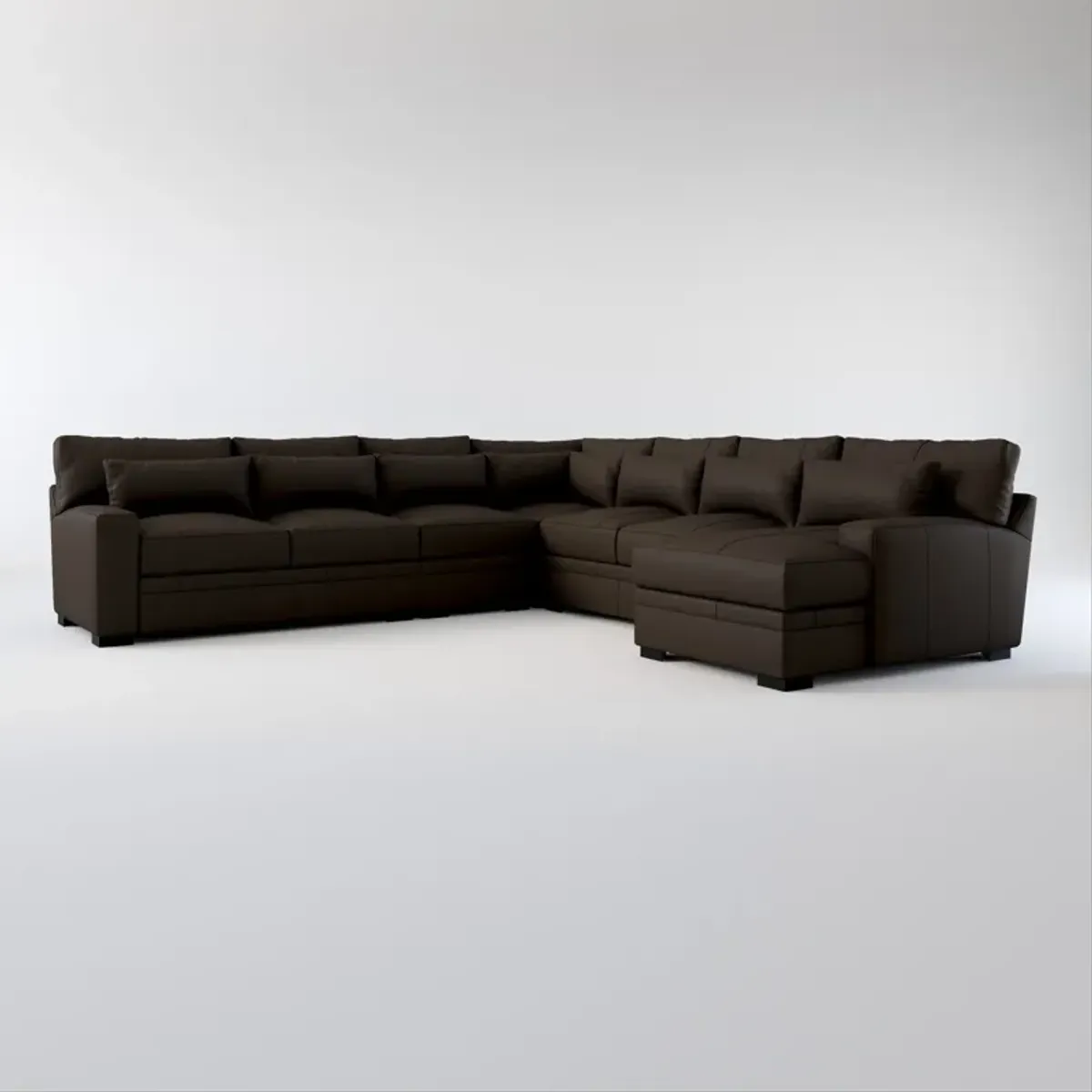 Winston Foam Comfort 5-Piece Sectional with Right-Facing Chaise - Siena Dark Brown