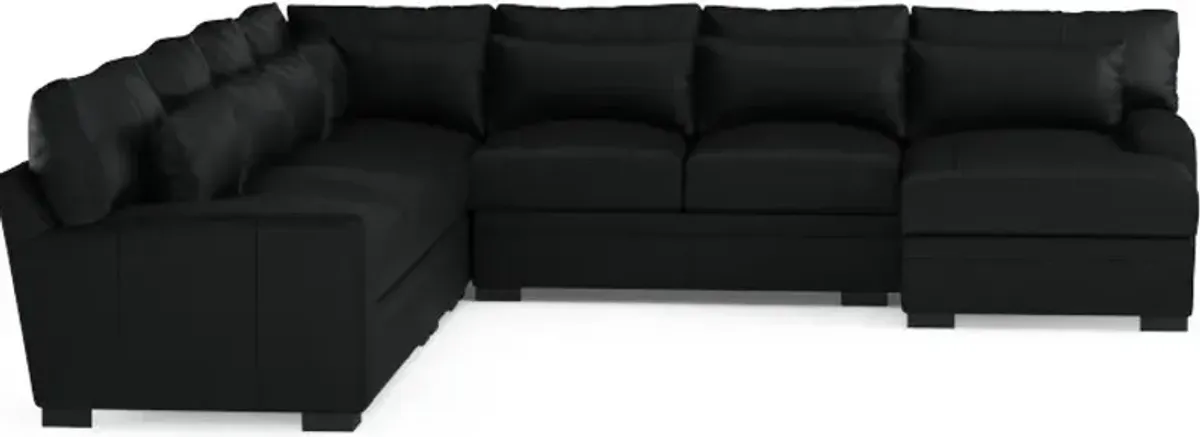 Winston Foam Comfort 5-Piece Sectional with Right-Facing Chaise - Siena Black