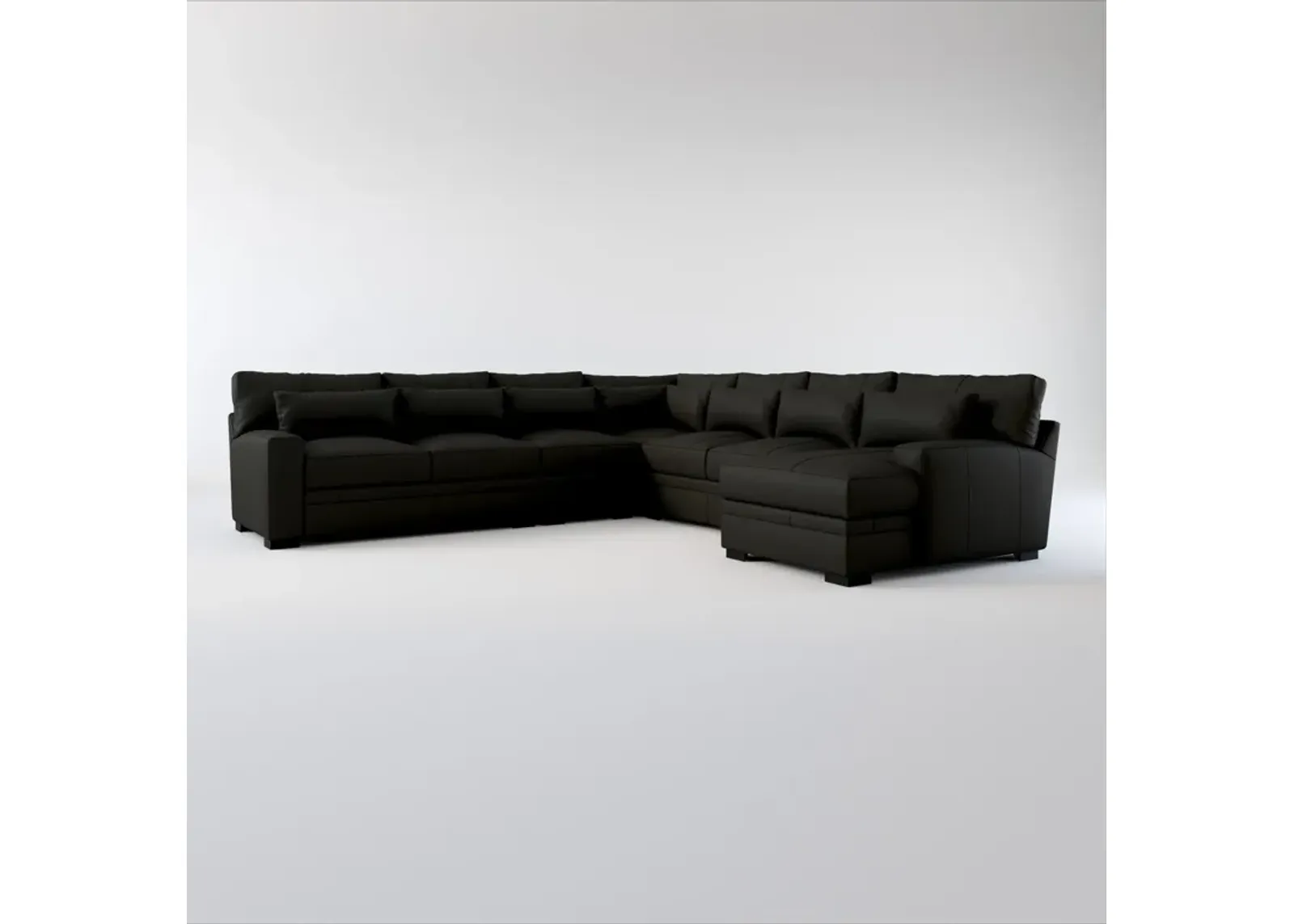 Winston Foam Comfort 5-Piece Sectional with Right-Facing Chaise - Siena Black