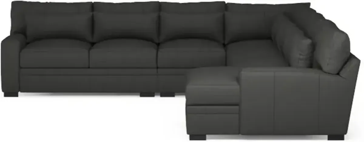 Winston Foam Comfort 5-Piece Sectional with Right-Facing Chaise - Siena Steel