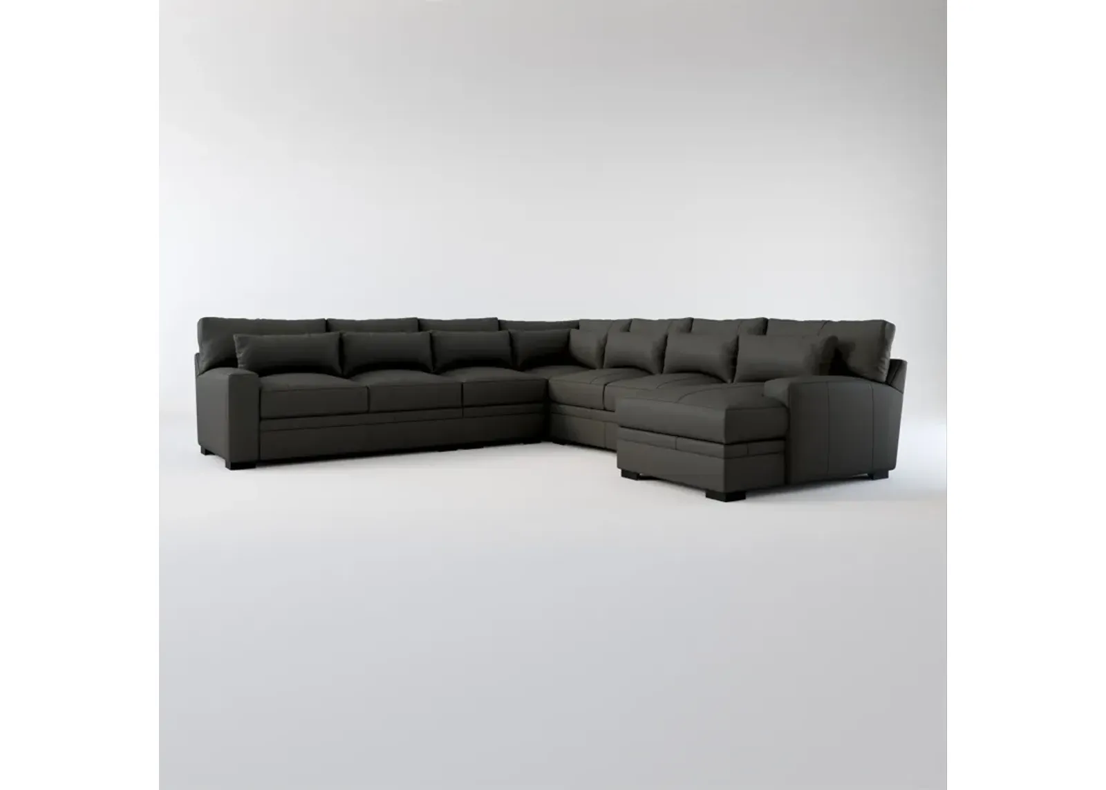 Winston Foam Comfort 5-Piece Sectional with Right-Facing Chaise - Siena Steel