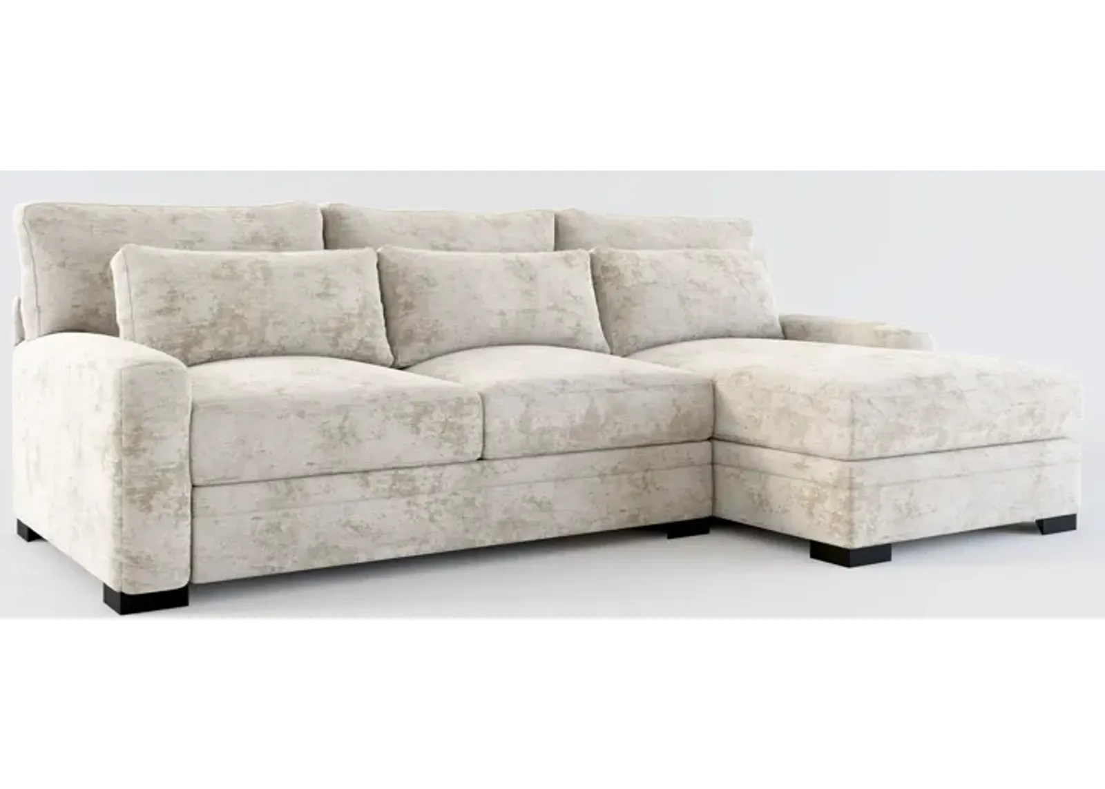 Winston Foam Comfort 2-Piece Sectional with Right-Facing Chaise - Hearth Cement