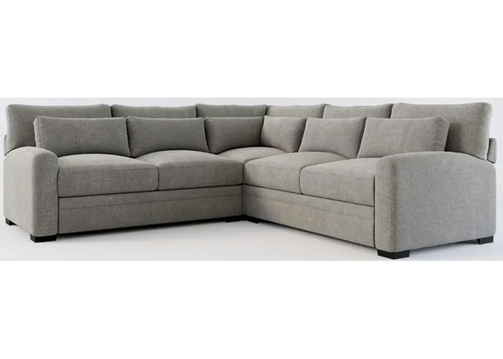 Winston Foam Comfort 3-Piece Sectional - Living Large Charcoal