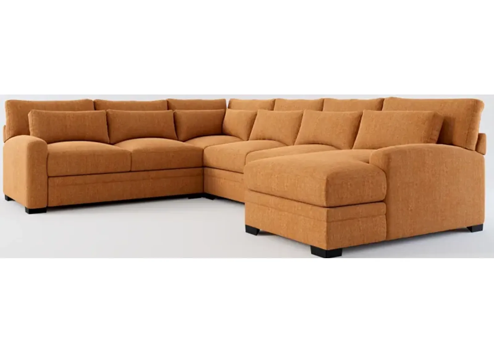 Winston Foam Comfort 4-Piece Sectional with Right-Facing Chaise - Contessa Ginger