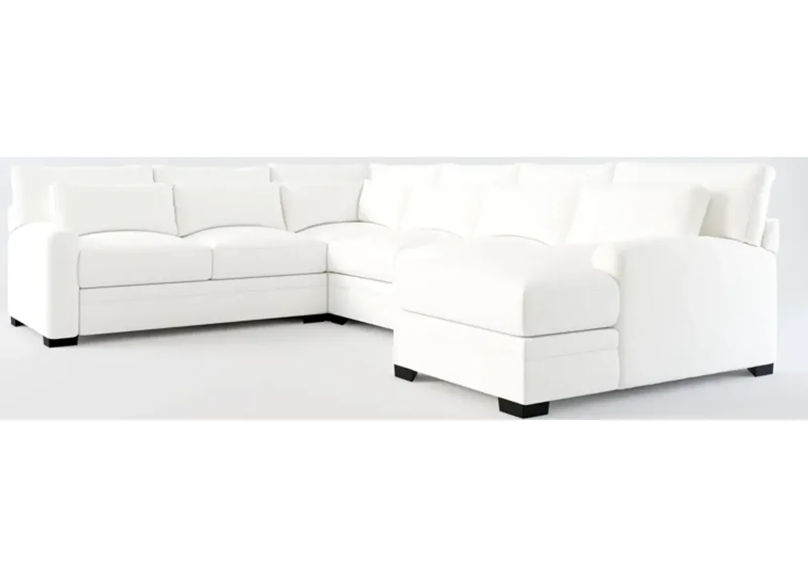 Winston Foam Comfort 4-Piece Sectional with Right-Facing Chaise - Contessa Vanilla