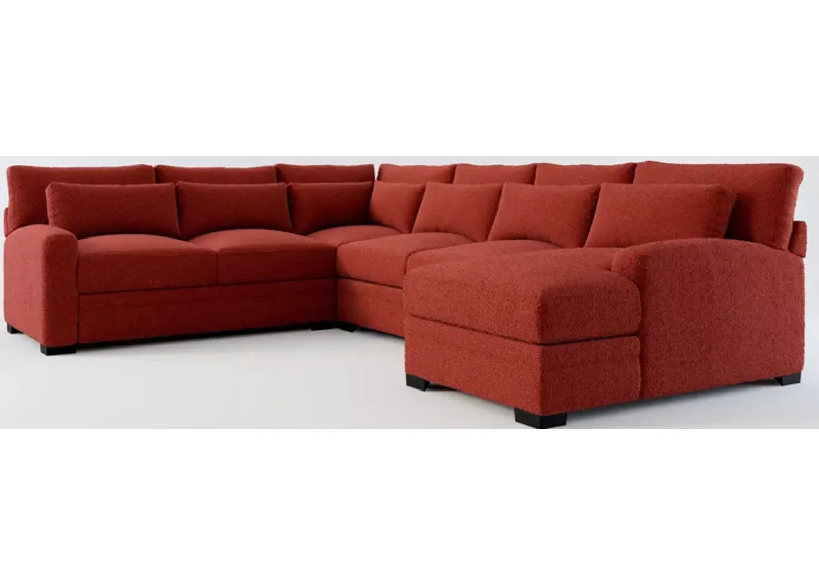 Winston Foam Comfort 4-Piece Sectional with Right-Facing Chaise - Bloke Brick