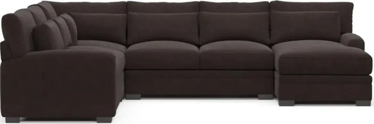 Winston Foam Comfort 4-Piece Sectional with Right-Facing Chaise - Merrimac Dark Brown