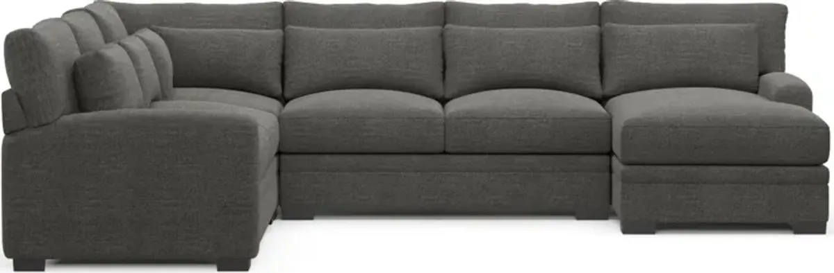 Winston Foam Comfort 4-Piece Sectional with Right-Facing Chaise - Curious Charcoal