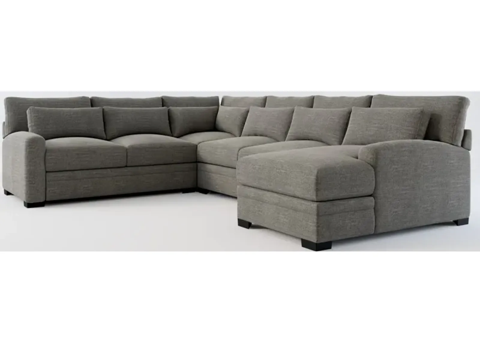 Winston Foam Comfort 4-Piece Sectional with Right-Facing Chaise - Curious Charcoal