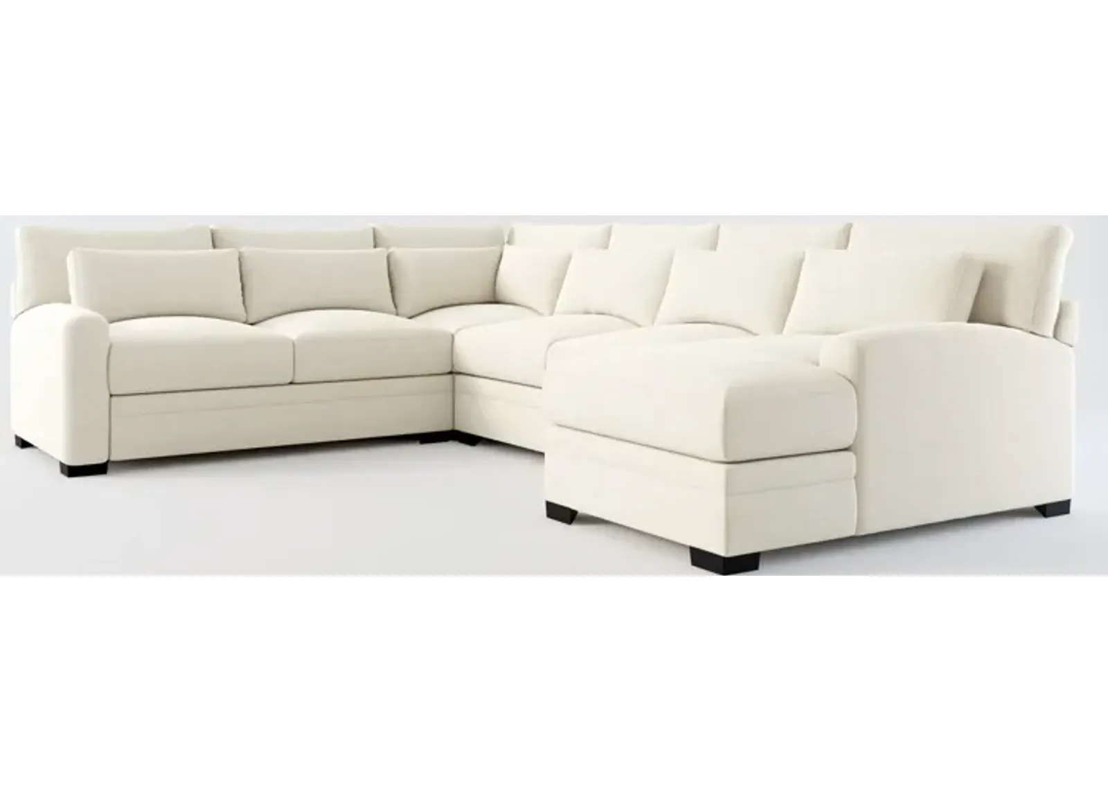 Winston Foam Comfort 4-Piece Sectional with Right-Facing Chaise - Curious Pearl