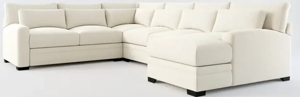 Winston Foam Comfort 4-Piece Sectional with Right-Facing Chaise - Curious Pearl