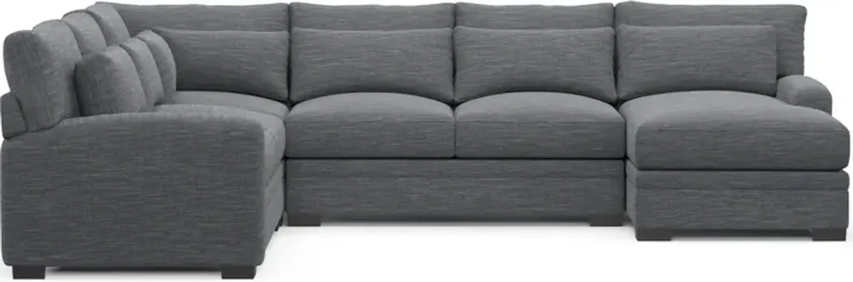 Winston Foam Comfort 4-Piece Sectional with Right-Facing Chaise - Dudley Indigo