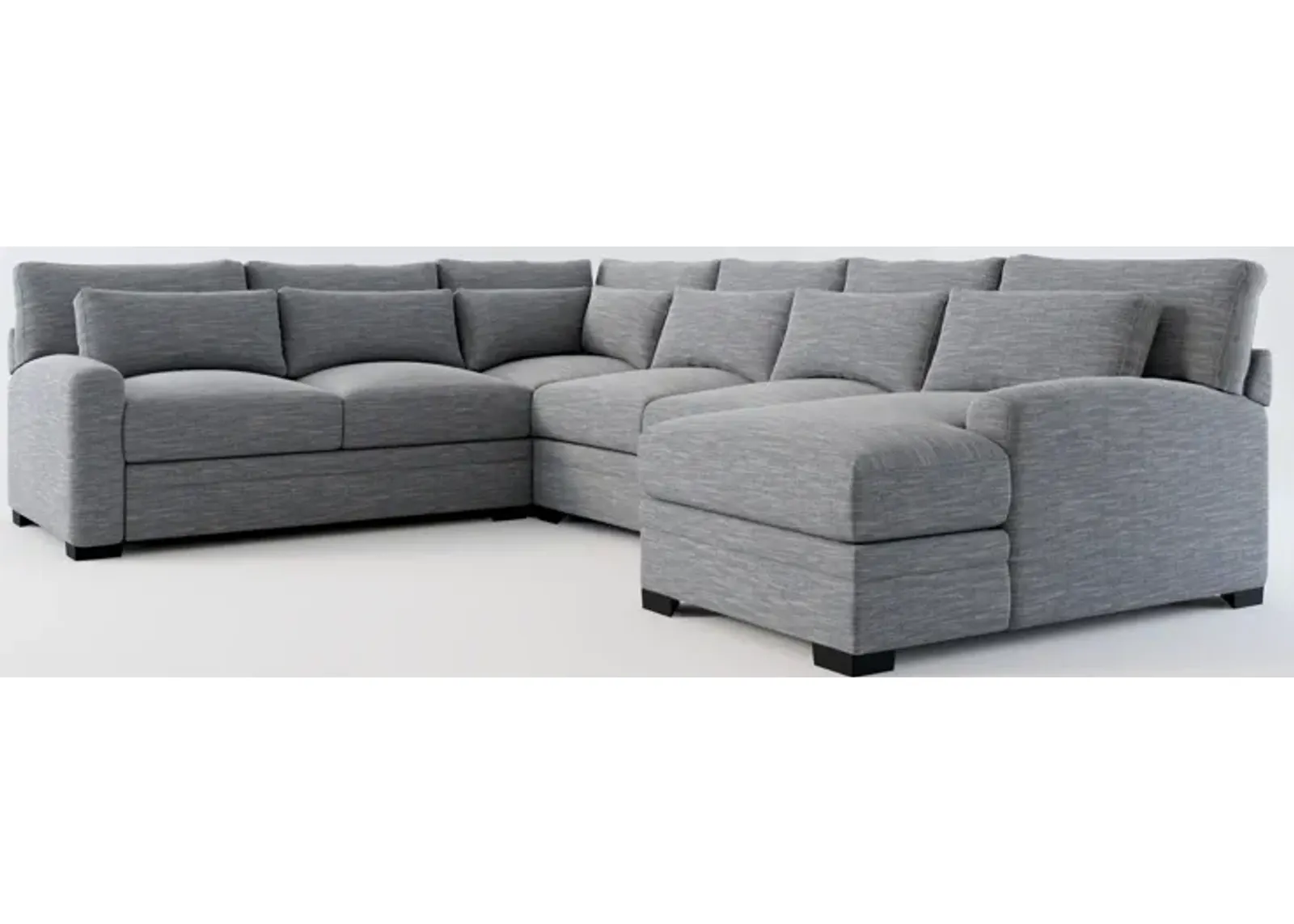 Winston Foam Comfort 4-Piece Sectional with Right-Facing Chaise - Dudley Indigo