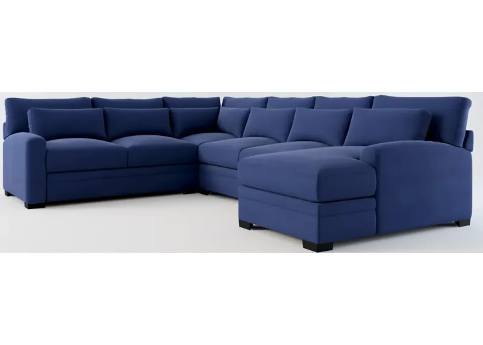 Winston Foam Comfort 4-Piece Sectional with Right-Facing Chaise - Abington Indigo